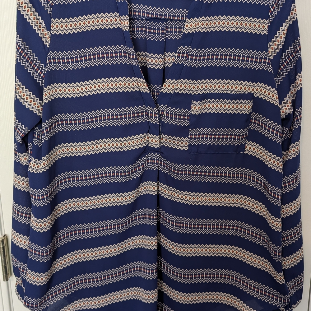 Striped Navy Blue Women's Blouse